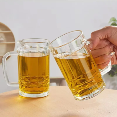 High quality Heavy Large 14oz glass beer mugs with handle