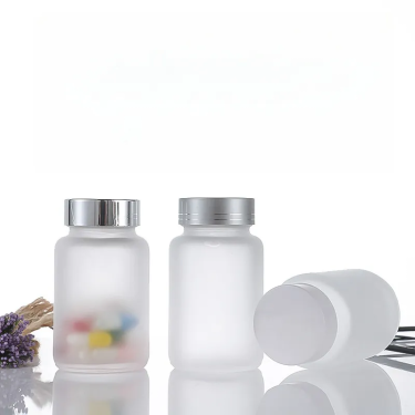 Wholesale Custom Clear Frosted Capsule Pill Vitamin Pharmaceutical Glass Jar