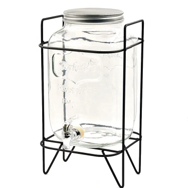 1 Gallon 2 Gallon 4L 5L 8L 10L Larger Size Glass Beverage Dispenser with Metal Faucet