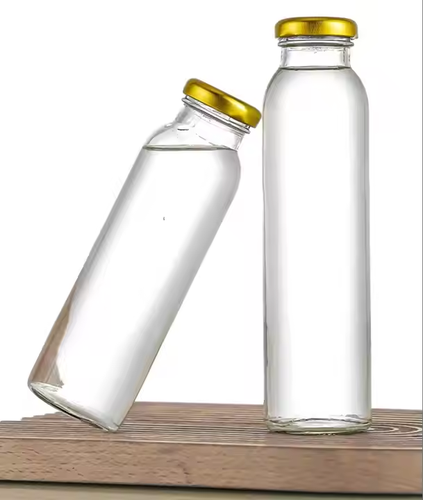 16oz Juice Bottle Flint Clear Cylinder Glass Containers 500ml Round Glass Bottle 300ml Empty Beverage Bottle For Water Lemonade