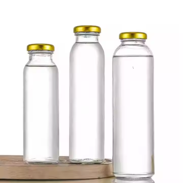 16oz Juice Bottle Flint Clear Cylinder Glass Containers 500ml Round Glass Bottle 300ml Empty Beverage Bottle For Water Lemonade