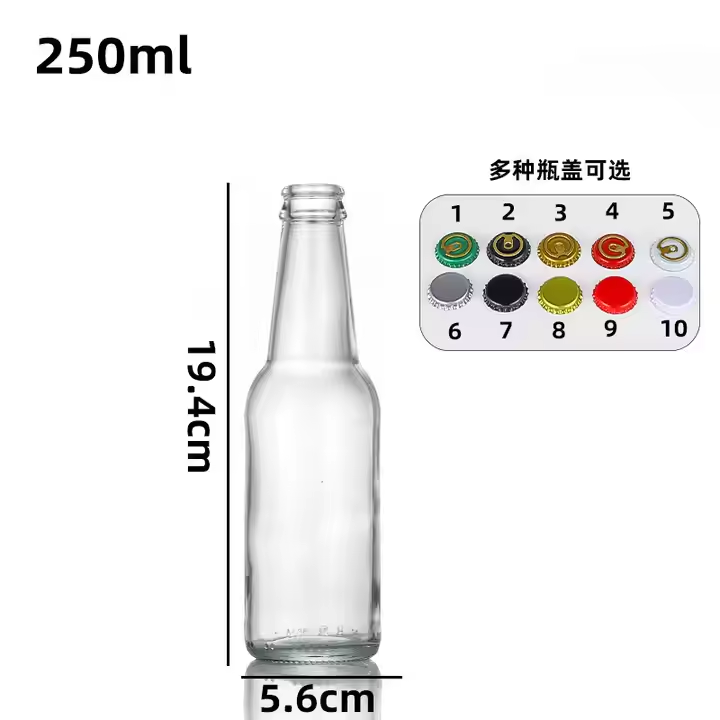 20cl Glass Bottle Empty Clear Sparkling Water 200ml Tonic Water Glass Bottle with Crown Cap