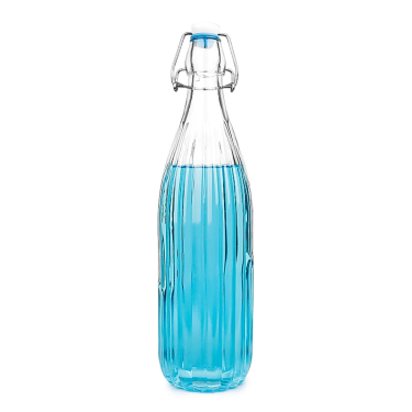 Wholesale 750ml 1000ml clear empty stripe pattern glass drinking bottle with swing top