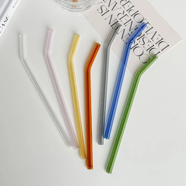 Wholesale Eco Friendly Reusable Borosilicate Colorful Glass Drinking Straws