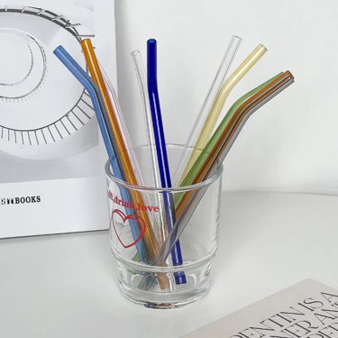 Wholesale Eco Friendly Reusable Borosilicate Colorful Glass Drinking Straws