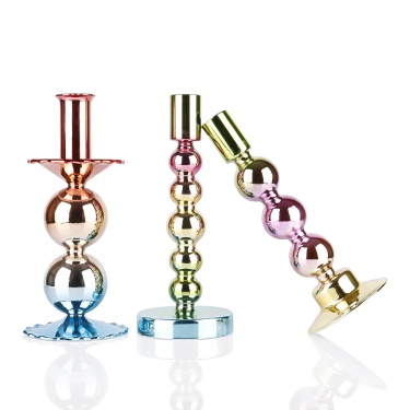 Artificially blown custom colored borosilicate glass candle holder tall tapered glass candlesticks