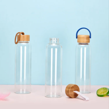 480ml 550ml high borosilicate sport drinks glass water bottles with string and lid