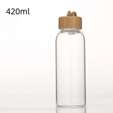 300ml 420ml 500ml custom logo portable glass water bottle with cap