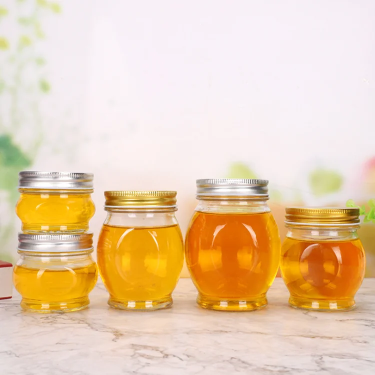 Clear Empty Honey Jar Glass Food Storage Packaging 100ml to 730ml Glass Bee Honey Jars