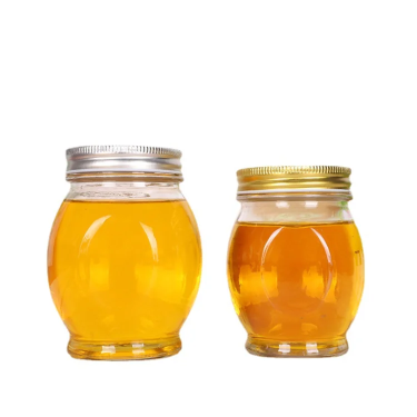 Clear Empty Honey Jar Glass Food Storage Packaging 100ml to 730ml Glass Bee Honey Jars