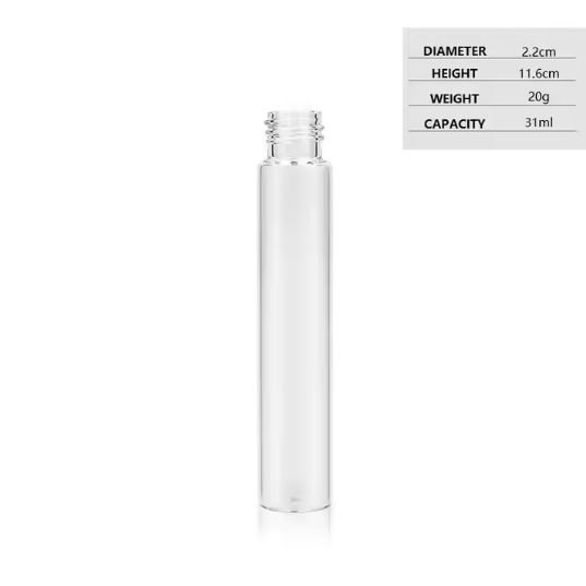 Factory supply 22*115mm /116mm clear perfume glass tubes plant tissue culture round glass vials Proll tubes with child resistant cap