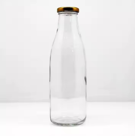 250Ml 300Ml 500Ml 750Ml 1L Clear Juice Glass Empty Milk Glass Bottle With Metal Lid