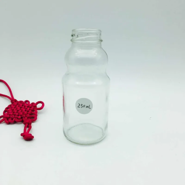 Wholesale 250ml Clear Gourd Shape Glass Bottles for Coffee Syrup Juice Milk Tea Screen Printed with Screw Cap