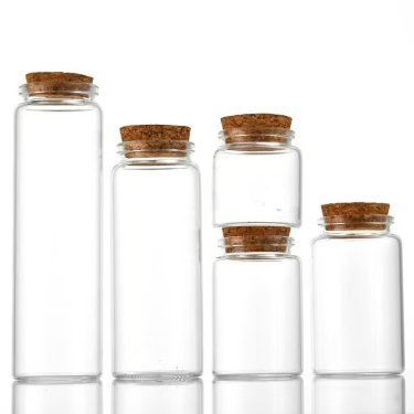 Factory Supply 47mm Diameter High Borosilicate Glass Tube Glass Bottle Food Storage sealed Glass Jar with Cork