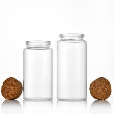 Factory Supply 47mm Diameter High Borosilicate Glass Tube Glass Bottle Food Storage sealed Glass Jar with Cork