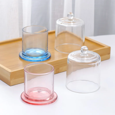 120ml 210ml 390ml 730ml iridescent gradient glass candle jar containers with glass lid