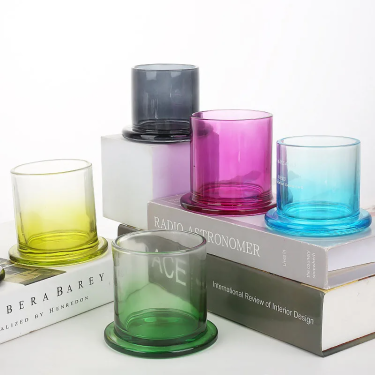 120ml 210ml 390ml 730ml iridescent gradient glass candle jar containers with glass lid