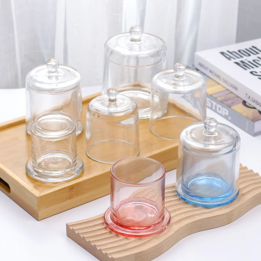 120ml 210ml 390ml 730ml iridescent gradient glass candle jar containers with glass lid