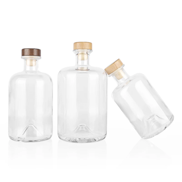 100ml 250ml 375ml 500ml 750ml clear empty small mouth volcano bottom liquor glass bottle for wine whisky vodka spirits with cork