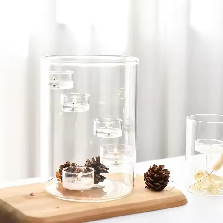 Clear Cylinder Glass Tube Candle Holder for Pillar Candles Table Centerpiece Decorations Dining Room Wedding Party