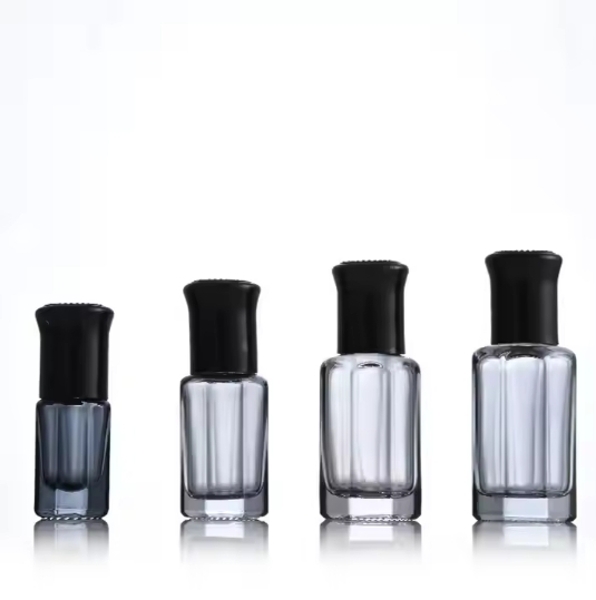 Wholesale empty octagonal 3ml 6ml 9ml 12ml glass essential oil attar bottle with roller ball