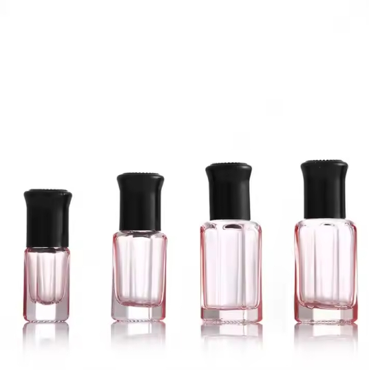 Wholesale empty octagonal 3ml 6ml 9ml 12ml glass essential oil attar bottle with roller ball