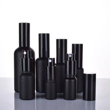 10ml-100ml Matte Frosted Black Round Spray Essential Oil Skin Care Cosmetic Glass Bottle